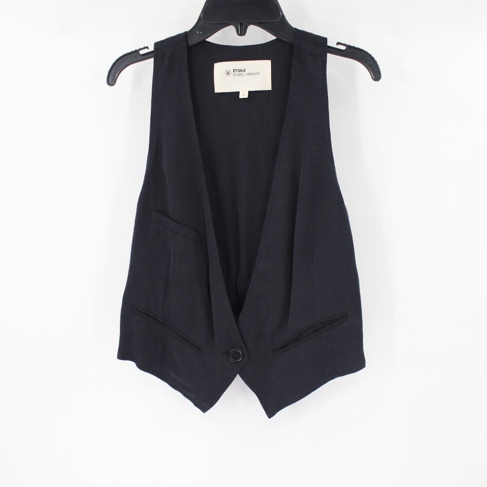 Isabel marant Etoile suit vest womens 2 one button black Deep V neck cupro gilet